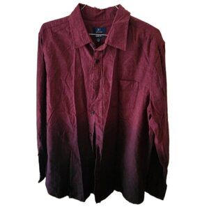 George Long Sleeve Burgundy Button Up Shirt With Pocket